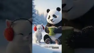 Panda and Cat&rsquo;s Winter Fun! #shortsfeed #dinkachika #DreamScreenAI