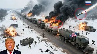 1 час назад! 80 американских бензовозов, направлявшихся в Украину, попали в засаду России на границе