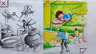 dengue awareness poster drawing,stop dengue poster drawing,dengue wareness drawing oil pastel color,