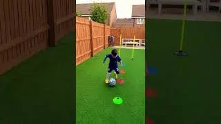 5 year old football training in the garden #footballfun