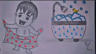 How to draw a bath cute baby sketch 🍼...draw a easy baby drawing step by step ❤️...