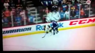 [NHL12 Demo] Dan Hamhuis Huge hit on Nathan Horton, Breaks the glass!