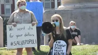 MU students protest COVID-19 testing, tuition, health care and the   Jefferson statue