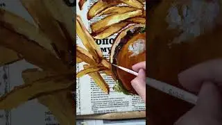YES or NO?🤩🤩🍔😋 #food #painting #shorts #newspaper