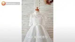 Ivory Lace Satin Flower Girl Dresses | Princessly Dresses