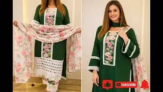 2026 🔥 30  latest Plain Suit with White Lace ✨ Fashion Designer Pari  Trending plain suit design 