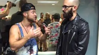 Backstage with Colby Melvin at the Marco Marco F*KN SIRIUS runway show in NYC