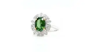 18ct White Gold Abstract Green Tourmaline and Diamond Ring | Fei Liu Fine Jewellery