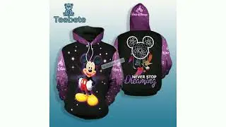 Never Stop Dreaming Mickey Mouse 3D Hoodie Purple Black Pullover