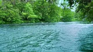 4K Turquoise River Flowing Water Sounds (No Birds) | 10H of River White Noise for Sleep, Relaxation.