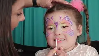 How to face paint BUTTERFLY - step by step - rainbow butterfly - cute design