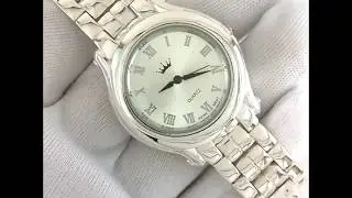 MEN'S CLASSIC JEWELRY 925 STERLING SILVER WRISTWATCH WITH SILVER BRACELET