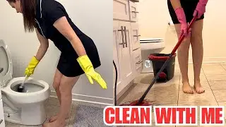 ASMR Floor & Toilet Cleaning 🧽💗 | Pink Gloves, Glove Sounds