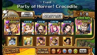 [OPTC] Akainu v2/Mihawk v3 vs party of horror! Crocodile 40 sta (all missions)