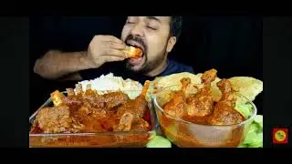 2x Speed ASMR MUTTON KORMA CHICKEN LEG PIECE EATING With RICH PURI; SALAD 🤤 #mukbang #mutton #nonveg
