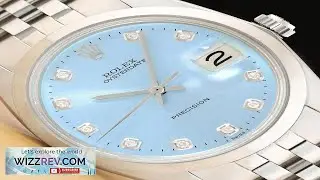 ROLEX OYSTERDATE PRECISION 6694 ICE BLUE DIAMOND MANUAL WIND STEEL 34MM WATCH