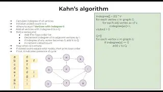 Kahn's Algorithm for Topological Sorting with Pseudo Code | Logic First