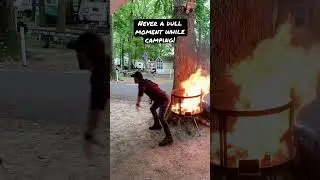 Lighting a Camp fire fart!?!? I&rsquo;ve never seen this done before!  #camping #fire #funny