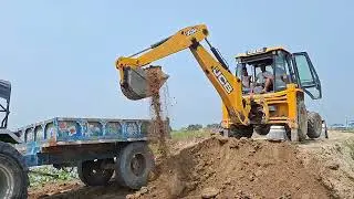 Jcb 3dx eco working with powertrac euro 60 !! Mahindra Arjun 555 !! Villageforwork !! Jcb tractor