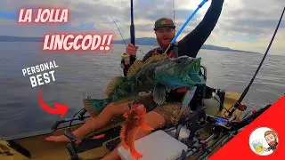 San Diego Kayak Fishing For HUGE LINGCOD and SHEEPSHEAD in La Jolla!