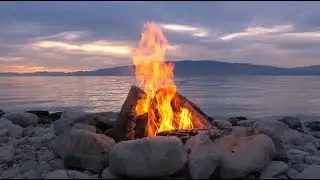 BUDDHA Peaceful firewood burning Meditation River Flowing | 🔥sound of nature |  (Piano Music)