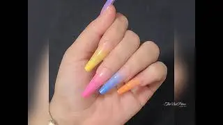 Rainbow Gel Nails Extra Long Ballerina Shaped Fake Nails/ Artificial Nails / Fknailpalace