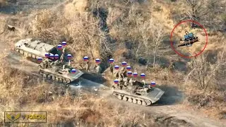 How Ukrainian drones and artillery easily destroyed an entire Russian infantry column in Kurakhove