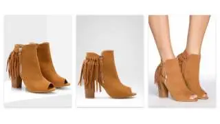 Botki India Tan Peep Toe Booties - DeeZee.pl