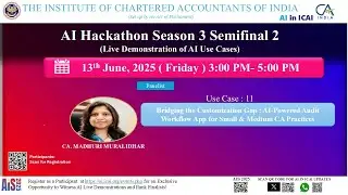 AI Hackathon S3 SF2: UC 11 &ndash;AI audit workflow app for small CA firms &ndash; by CA. Madhuri Muralidhar