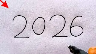 How to draw couple Birds from numbers 2026 | Happy new year drawing 2026 | Love Birds drawing 