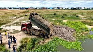 JUST Opening Delete Big Lake Filling UP BY SHANTUI DH17C2 Pushing & DumpTruck24T Unloading Soil