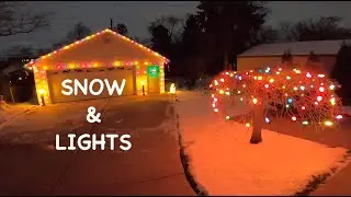 Vintage C9 Christmas lights in the snow and cold 2024