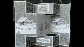 Part One.  Stampin&rsquo; Up! Peaceful Cabin Fancy Fold/Fun Fold Slimline Card.