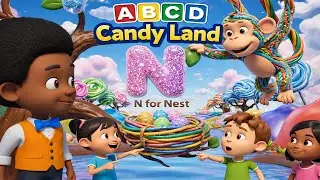 ABCD candy land 🍬🍭🍫| learn alphabets with candy fun adventure | A to Z with 🍎 ball⚽Cat 🐱, 🐶 for kids