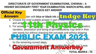 11th Physics Public Exam Official Government Full answer key 2023 pdf download-11th physics Answer