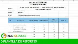 PRESIO - Plantilla de reportes