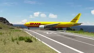 Extreme! DHL Cargo Boeing 777 Takes Off From Shorts Runway || SABA AIRPORT