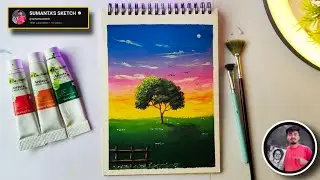 Easy Way To Painting a Tree With Beautiful Background/ Easy Acrylic Painting