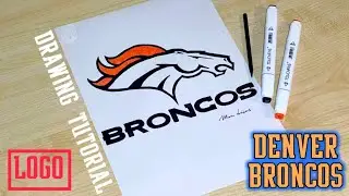 How to draw NFL logo / Denver Broncos logo drawing tutorial