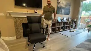 Reclining Office Chair with Adjustable Headrest and Footrest, 170&deg; Ergonomic Comfortable Office