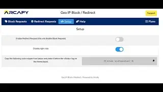 Geo IP Block / Redirect | Enable Redirect setup