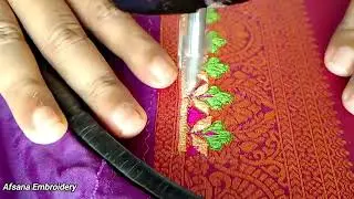 Simple And Easy Embroidery for blouse | Machine Work Blouse