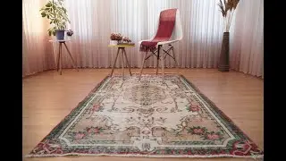 Small Handmade Turkish Rug, Vintage Wool Woven Rug 3.47x6.66 ft.
