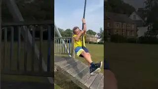 me trying to hold on to a pole on a zip wire