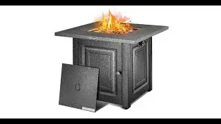 EMBRANGE Propane Fire Pit Table, 28 Inch 2 in 1 Gas Fire Pit Table