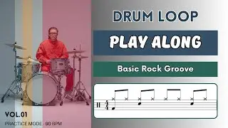 Basic Rock Groove | Drum Loop to Play Along | 90 BPM | Drum Beats | Vol.01