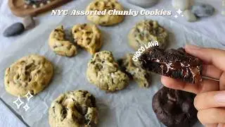NYC Style Chunky Cookies | One Dough 3 Flavors | Baking Therapy✨