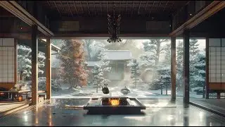 Relaxing Background Music for Sleep | Winter Japanese Fireplace Fire Sounds