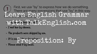English Grammar:  By (Preposition)