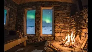 Deep Sleep with Northern Lights in a Remote Cabin by the Fire
